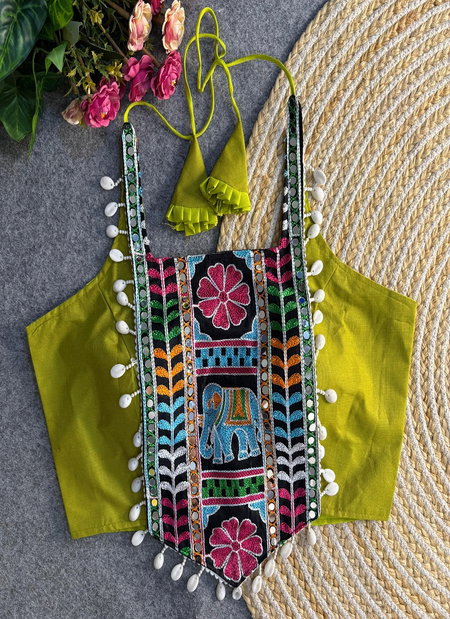 RK Blouse Magic Cotton Codding Embroidery With Traditional Kaudi Lace Navratri Special Blouses Wholesalers In Surat
